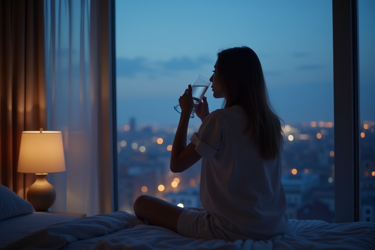 Personne en pyjama buvant de l