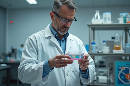 Scientifique homme en laboratoire examinant des cellules en culture